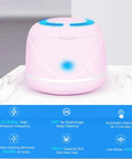 Dual Mode Ultrasonic Cleaner For Dentures Mouth Guards Toothbrush Heads And Jewelry 45 KHz Retainer Cleaner With 5 Minute Quick Blue Light Clean And 3 Minute Deep Purple Light Clean Pink, front view