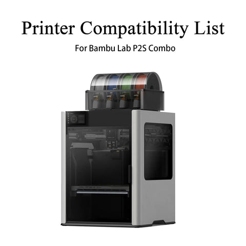 Bambu Lab P2S Combo 3D Printer with filament spool on top, front view