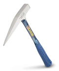 Rock Pick Hammer 13 Oz Field Geology Tool with milled face and Shock Reduction Grip, USA made, forged steel, side view.