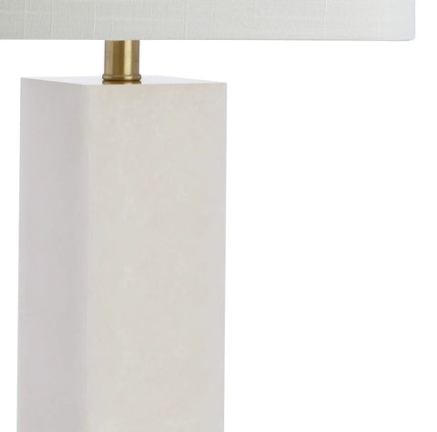 Brass Gold White Marble Table Lamp With Linen Rectangle Shade 29 Inch Tall Dope Sleek Contemporary Transitional Bedside Lamp For Living Room Or Bedroom LED Bulb Included ETL Listed close-up of marble base.