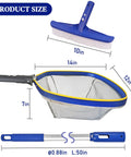 All In One Pro Grade Pool Cleaning Kit With 10 Inch Nylon Brush And 50 Inch Telescopic Aluminum Pole With Ultra Fine Mesh Skimmer Net