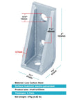 Heavy Duty 4 Pack 90 Degree Gusseted Strut Channel Fittings For 1-5/8 Inch Channel, L Corner Brackets, 7/32 Inch Thick, 3 Hole.
