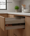 Soft Close Drawer Slides With Buffer Mechanism, Pro Grade Cold Rolled Steel Ball Bearing Glides for kitchen drawer opening