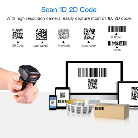 Hands Free Wearable Ring Barcode Scanner With 3 In 1 USB Wired 2 4G Wireless And Bluetooth Capable 2D QR Data Matrix Reader for iPad