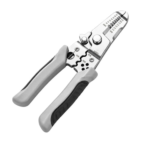 Heavy Duty Electrical Repair Pliers With Integrated Wire Stripper And Cutters, steel alloy, 18.8 x 6 cm, with rubber grip for cable tasks.