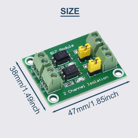 2 Pack PC817 4 Channel Optocoupler Isolation Module For Control Relays Plug And Play 3.6 To 30V Input And 3.3 To 30V Output size details