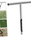 Stainless Steel Soil Sampler Probe With Ergonomic T Handle For Hay Core Sampling And Soil Testing, showing tool on grass