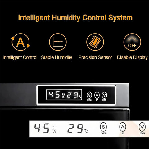 Intelligent humidity control system display showing 45% RH and 29°C for Keep Your Filament Dry To A T With This 3D Printer Humidity Control Box.