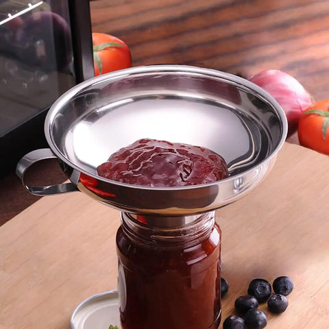 Three Piece Wide Mouth And Regular Mouth Canning Funnel Set With Strainer Stainless Steel For Mason Jars filled with jam
