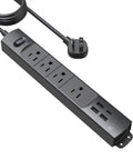 Ultra Thin Surge Protector Power Strip With USB A And Type C, Flat Plug, 15 Ft Extension Cord, Four AC Outlets, 1440J Surge Protection