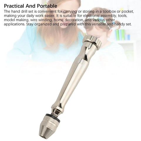 Pin Vise Hand Drill Kit With Aluminum Alloy Manual Small Drill on light background