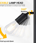 Industrial Floor Lamp With Three Adjustable Rotating Arms, Tree Style Standing Light showing 350° and 90° rotation mechanism