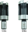 Heavy Duty High Speed Steel Dowel Plug Removal Drill Bit Set, titanium coated plug cutters 1/2in and 5/8in sizes.