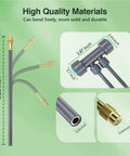 Double Head Drip Irrigation System With 360 Degree Adjustable Sprayers And 24 Nozzles for even watering, showing tubing and connectors dimensions.