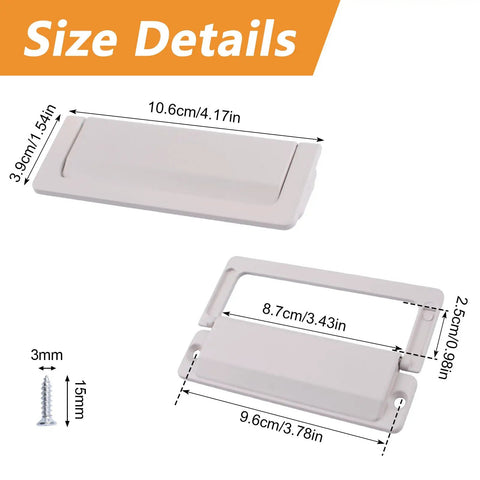 Dimensions of 2 Pack Flush Ring Hidden Pull Handles For Cabinets And Drawers, Aluminum Alloy, Cashmere Grey