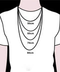 Image showing different chain lengths: 50cm, 60cm, 70cm, and 80cm for Vintage Style Compass Gear Pendant.