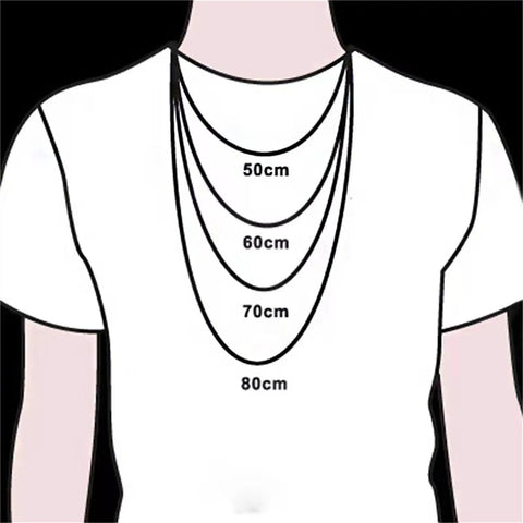 Image showing different chain lengths: 50cm, 60cm, 70cm, and 80cm for Vintage Style Compass Gear Pendant.