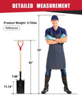 Heavy Duty Spade Shovel With Wooden D Handle For Digging And Edging Square Flat Garden Shovel 45 Inch Lawn Tool shown with measurements and person for scale.