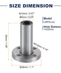 LMF6LUU Linear Ball Bearing 6 mm Bore 12 mm OD 35 mm Length 48 mm Round Flange dimensions with measurements displayed.