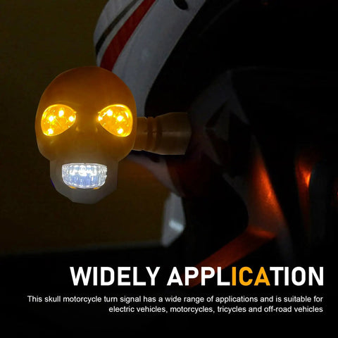 2 Pieces LED Motorcycle Turn Signal Lights With Skull Design Waterproof Blinkers Indicator on helmet