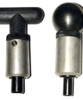 Heavy Duty Spring Loaded Pull Pin With 3/8 Inch Plunger To Get Your Shop Moving With Quick Change Weld On Steel Barrel Paintable Finish Includes Knurled Lock Nut With Set Screw And Sure Hand Phenolic Pull Knob Built Like A Tank.