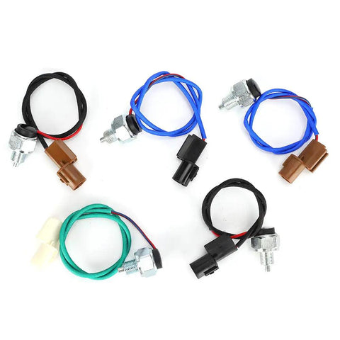 Five Switch Transfer Case Position Switch Set For Montero Pajero ABS Replacement Direct OEM Fit Easy OEM Style Upgrade That Restores Accurate Gearshift Position Sensing For High Center Differential Lock And Center Low Range. five-wire sensor set with connectors