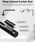 Diagram showing Two Pack Curtain Rods For Windows 28 To 48 Inch Five Eighth Inch Matte Black Adjustable Wrap Around Curtain Rods
