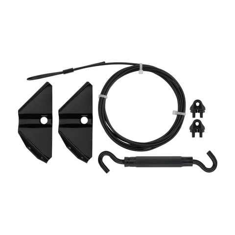 Anti Sag Gate Kit For Exterior Use With WeatherGuard Black Finish Includes Top And Bottom Corner Brackets Cable Clamps Cable Turnbuckle And Mounting Screws
