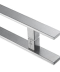 60 Inch Solid Stainless Steel Push Pull Door Handle Set With Heavy Duty Commercial Grade 304 Brushed Finish Deep Engagement Standoffs, angled view