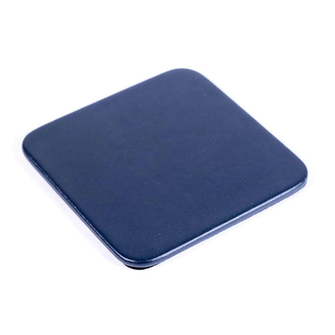 Single coaster from Navy Blue Leatherette Square Coaster Set Four Piece For Office Desk Decor Luxury Leather Look Without The Price Tag Durable Coasters With Fine Stitching For Executive Tables
