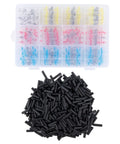 800 Pc Solder Seal Wire Connectors Kit With Heat Shrink Butt Terminals For Auto Marine Use Color Coded Electrical Crimping Set Plus 470 Tubes To Keep Your Wiring Clean And Super Secure Every Single Time You Need A Solid Connection. black heat shrink tubes with assorted wire connectors in organizer