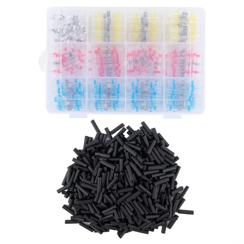 800 Pc Solder Seal Wire Connectors Kit With Heat Shrink Butt Terminals For Auto Marine Use Color Coded Electrical Crimping Set Plus 470 Tubes To Keep Your Wiring Clean And Super Secure Every Single Time You Need A Solid Connection. black heat shrink tubes with assorted wire connectors in organizer