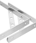 2 Pack Heavy Duty L Shaped Shelf Brackets Wall Mounts With Thick Diagonal Brace Stainless Steel Silver Finish For Wood Shelves