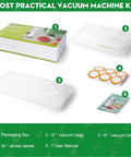 Reusable Vacuum Sealer Bags For Food 30 Small Size 8.7 By 11.8 Inch And 11.8 By 13.8 Inch kit with packaging and labels
