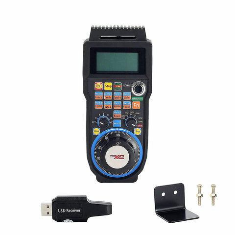 4 Axis USB Mach3 Handwheel Controller With Remote Hand Control For CNC Routers Lathes Engraving And Milling Machines 100PPR Manual Pulse Generator 10 Macro Function Buttons X Y Z A Axis Select Switch Mach3 Software Only