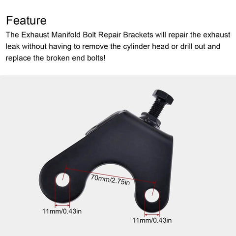 Built Tough Exhaust Manifold Bolt Repair Bracket Fits Chevy Gmc Silverado Sierra Yukon Denali, heavy-duty carbon steel, driver rear. 70mm.