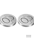 2-Pack Stainless Steel Flush Ring Pull Handles 2.56 x 1.18 Inch Recessed Door Pulls With Screws