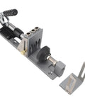Heavy Duty Adjustable Aluminum Pocket Hole Jig Kit featuring precision angle guide and step drill wrench on gray surface.