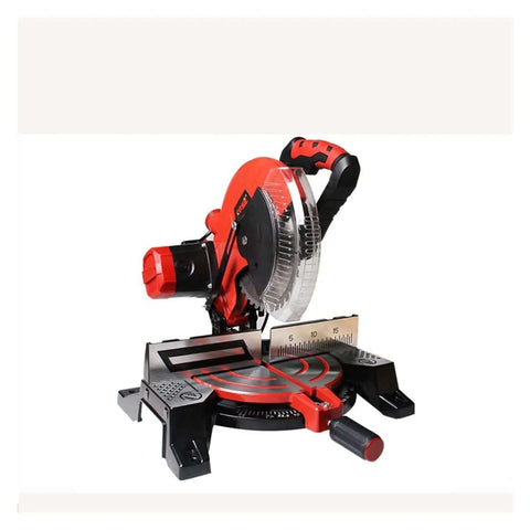 10 Inch Portable Electric Table Saw 1800W Aluminum Cutting Machine Featuring 45 Degree Miter Capability with clear blade visibility.