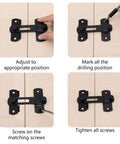 Installation steps for Sliding Barn Door Lock For Privacy In Stainless Steel, Durable Latch For Barn Doors shown on wood surface