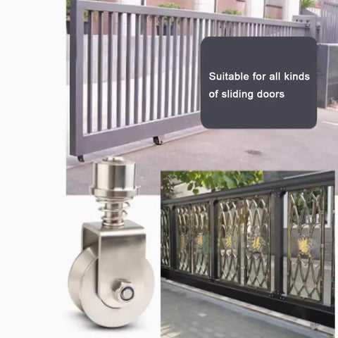 Badass Heavy Duty Stainless Steel Gate Wheels VGroove Caster Design For Smooth Riding Sliding And Rolling Gates Premium 68Mm Spring Loaded Rollers with a gate.