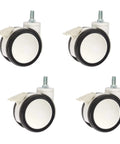 Badass Heavy Duty Trolley Casters Featuring Slick Polyurethane Wheels And Rock Solid Double Rotary Brakes For Furniture And Medical Equipment Rolling Smoothly, set of four with galvanized mounts.