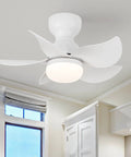 Dope 24 Inch Flush Mount Ceiling Fan With Light Kit, Remote Control, 5 Blades, Low Profile White Indoor Ceiling Fan, Modern Design, LED Light.