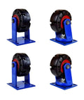 Heavy Duty Gray Rubber Caster Wheels Quiet Swivel Floor Casters For Furniture And Workshop Benches Universal 8 Inch Set Of 4 shown in blue base
