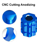 Close-up of M20 Crank Arm Cap Removal Tool And Crank Cover Set with CNC cutting anodizing, aluminum alloy, blue color