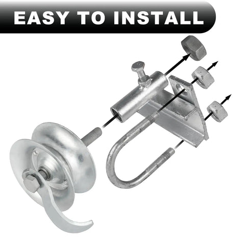 2 Pack Sliding Gate Rollers With Bracket, 5 Inch Track Roller Kit For 1 5 Eighth Inch Gate Frames, Galvanized Steel, installation view