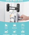 Top Shelf Swing Bar Door Lock Latch Built Tough With Real Aluminum Alloy And Satin Nickel Finish To Kidproof Rooms And Lock Down Tight Easy Install with black finish.