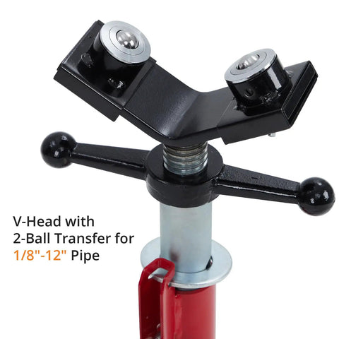 Pipe Jack Stand Heavy Duty Pipe Stand For Welding V Head With 2 Balls Portable Folding Legs Adjustable Height 28 To 52 Inches 2500 Lb Capacity Built Tough For Job Site Tasks