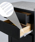 Heavy Duty Bottom Mount Drawer Slides For Furniture, 12 Inch White Steel Cabinet Tracks gliding in a black cabinet drawer.