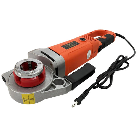 Heavy Duty Electric Pipe Threader Portable Pipe Threading Machine 2000W With Pure Copper Motor And Overload Protection For Long Life Rugged On The Go Threading Tool For Steel Iron And PVC Pipes, orange with die head and power cord